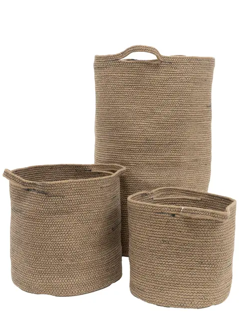 Indo korgset 3-pack Natur m/blå søm 